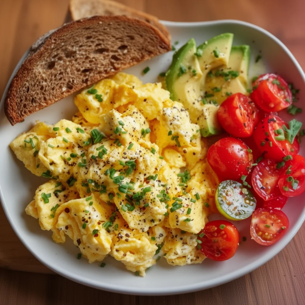High-protein scrambled eggs with cottage cheese served on a plate