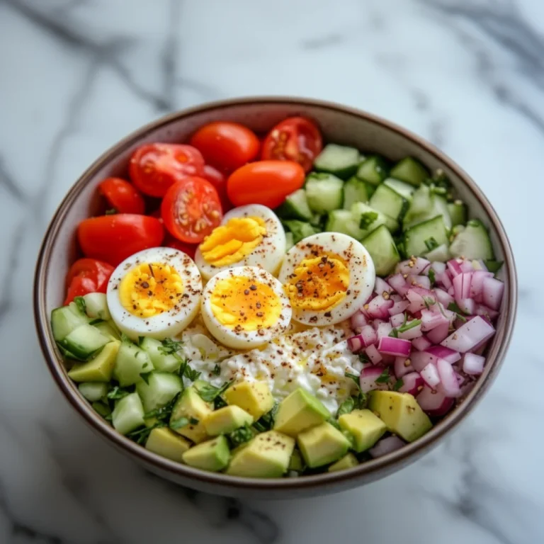 Savory Cottage Cheese Bowl filled with fresh vegetables and spices