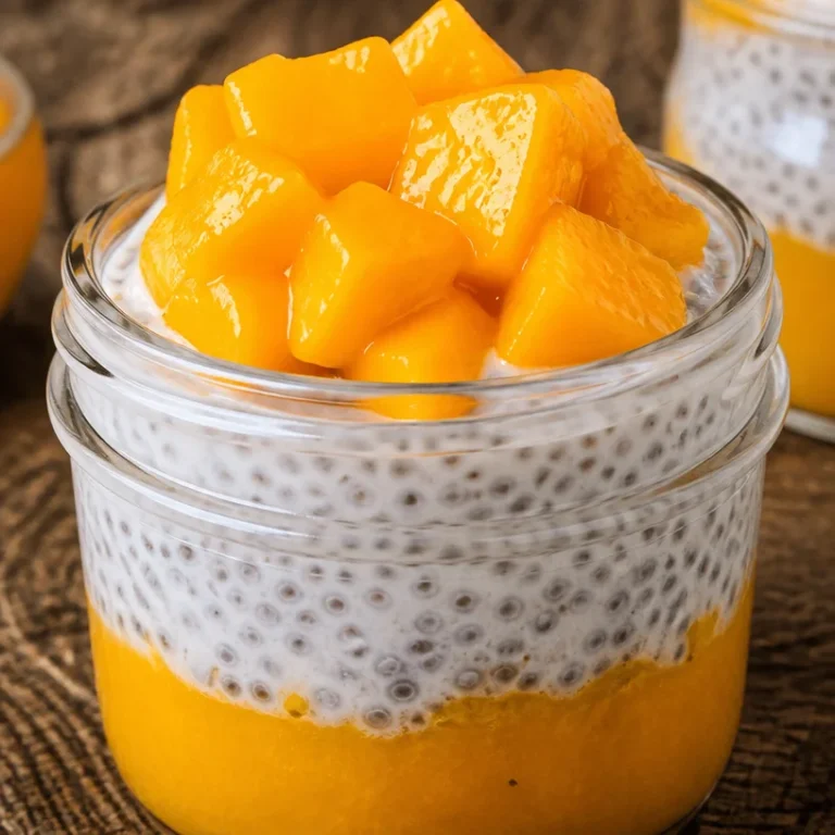 Coconut milk chia seed pudding topped with fresh fruit and nuts