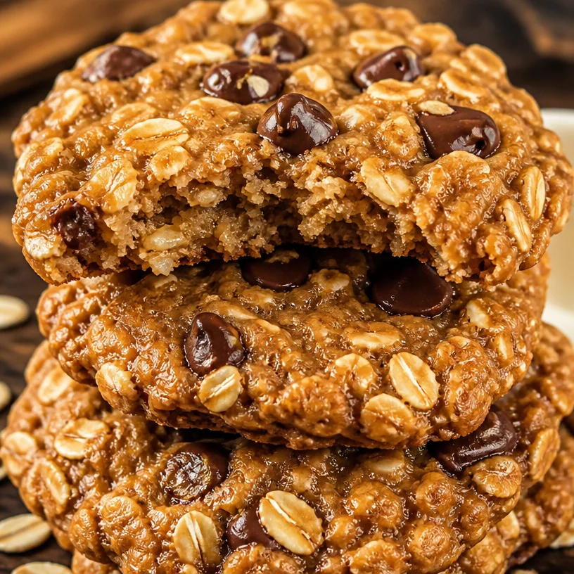 Healthy homemade protein oatmeal cookies with oats and chocolate chips