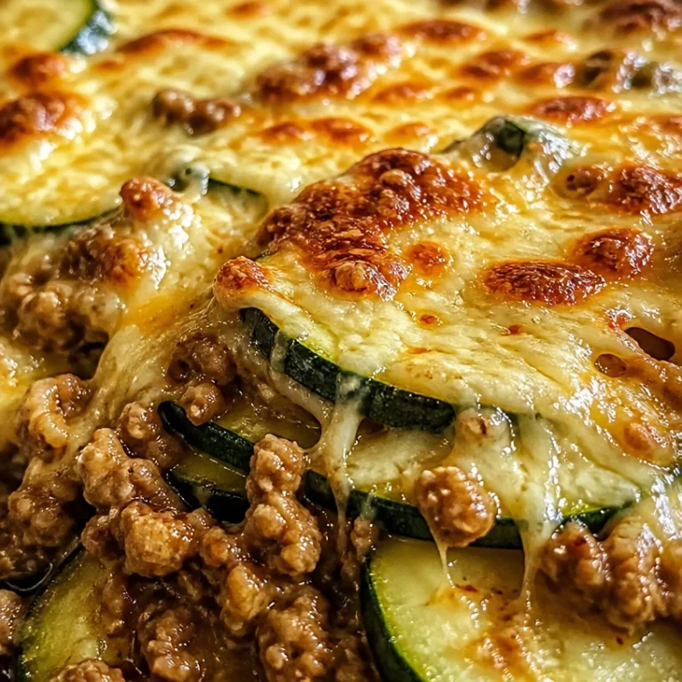 Cheesy Ground Turkey Zucchini Casserole served in a baking dish