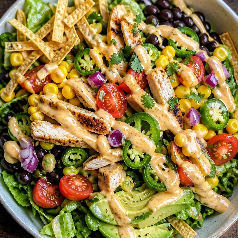 Colorful Southwest Salad with fresh ingredients and toppings