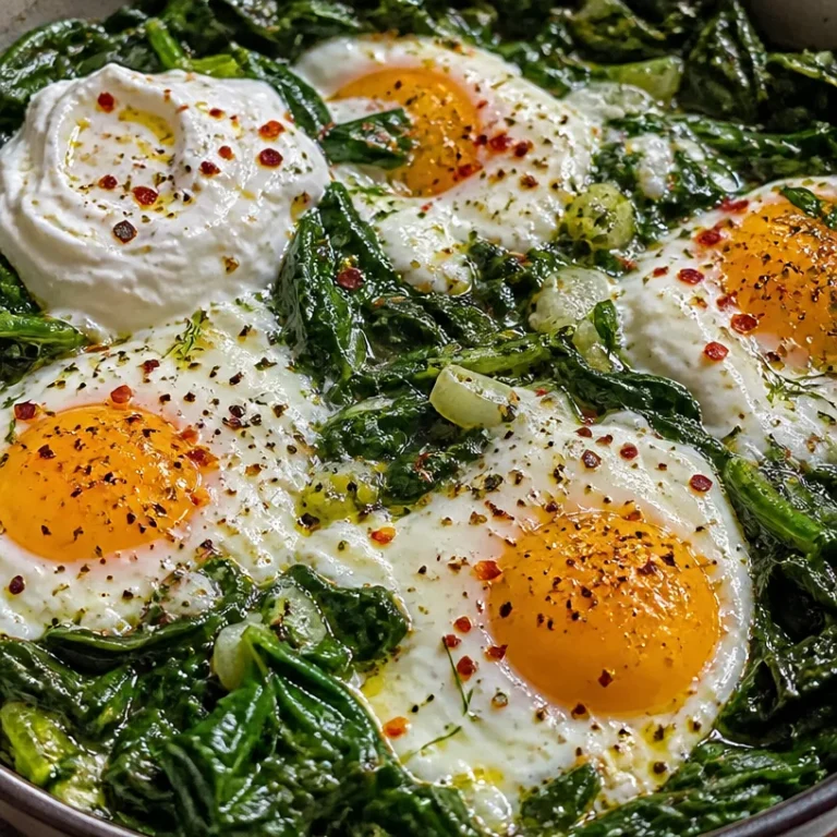 Spinach and eggs served with Greek yogurt in a vibrant dish.