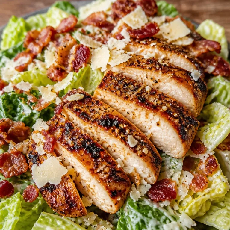 Delicious Caesar salad with romaine lettuce, croutons, and dressing.