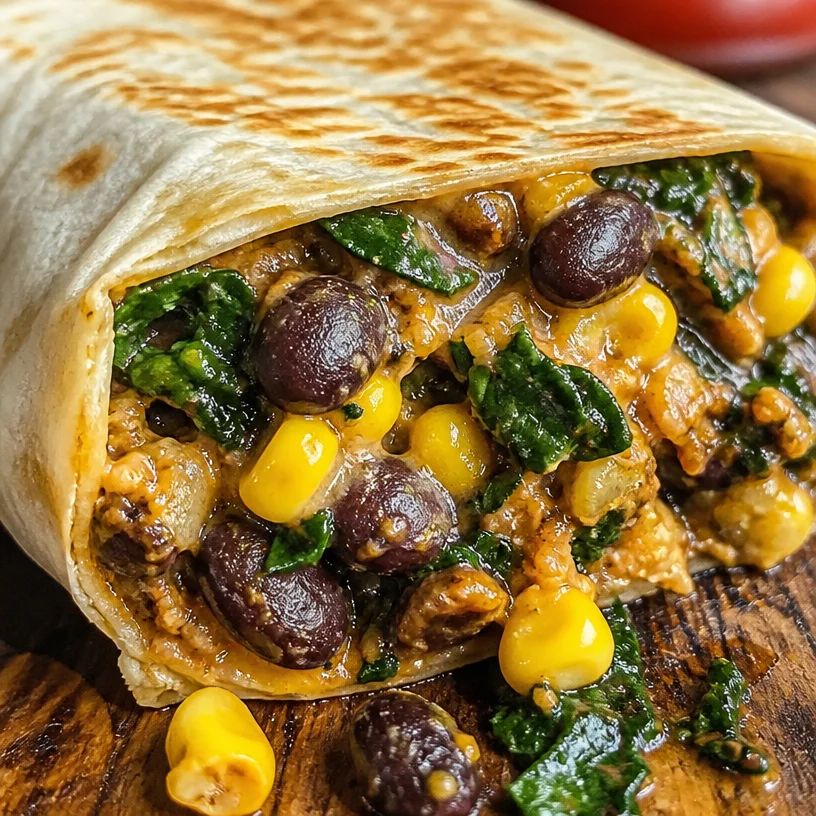 Easy black bean and spinach burritos ready in 15 minutes