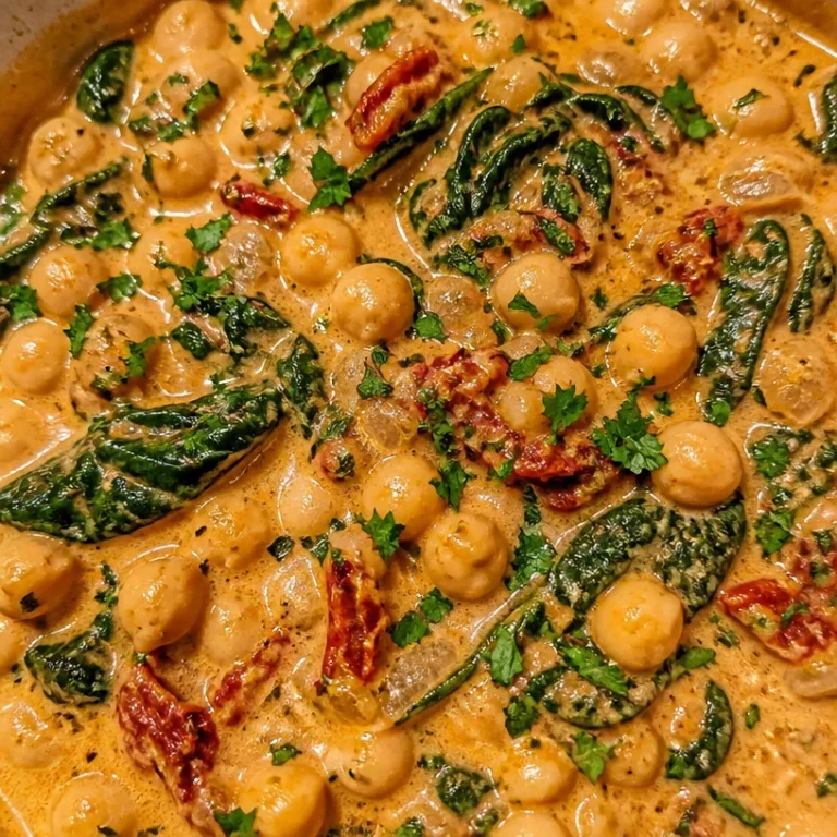 Creamy Tuscan chickpeas dish served in a bowl