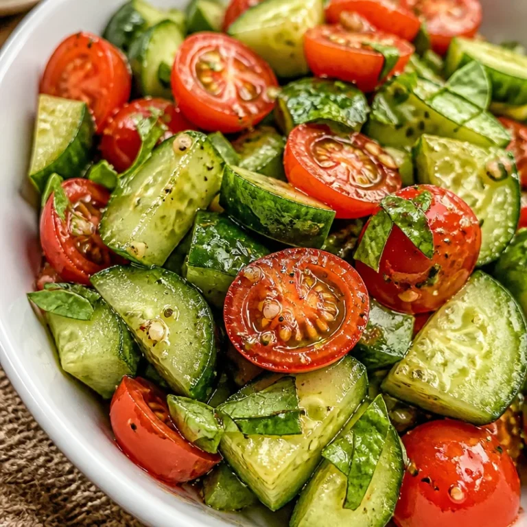 Fresh Cucumber Tomato Salad with herbs and dressing, ideal for summer dining