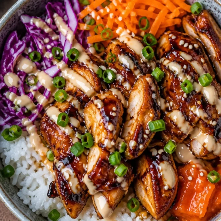 Easy Korean BBQ Chicken Rice Bowls with vibrant vegetables and flavorful sauce