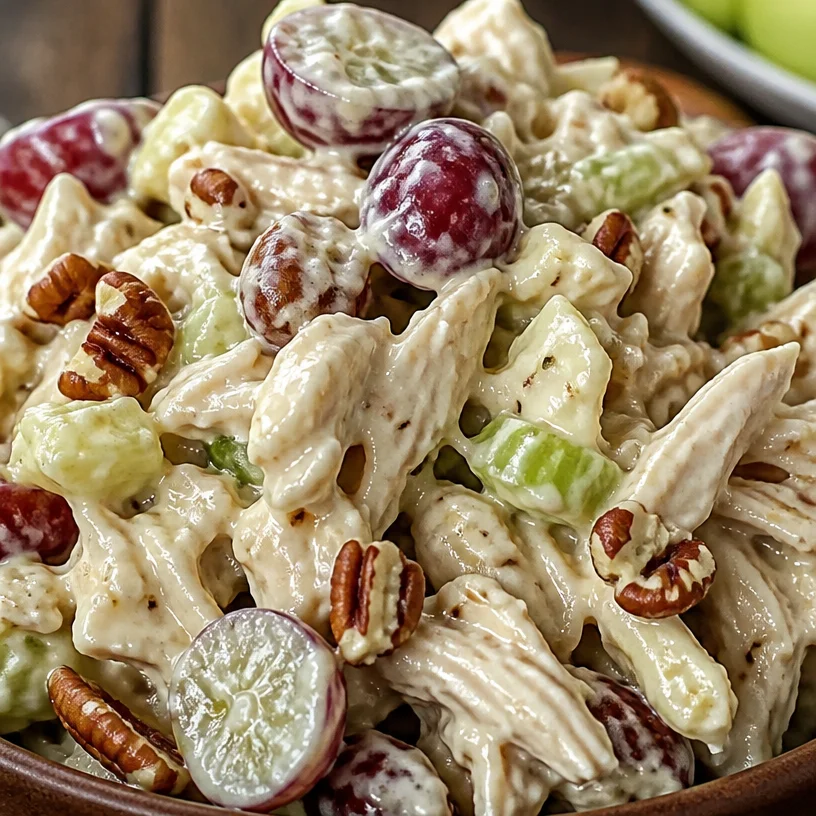 Healthy Greek yogurt chicken salad in a bowl with fresh vegetables
