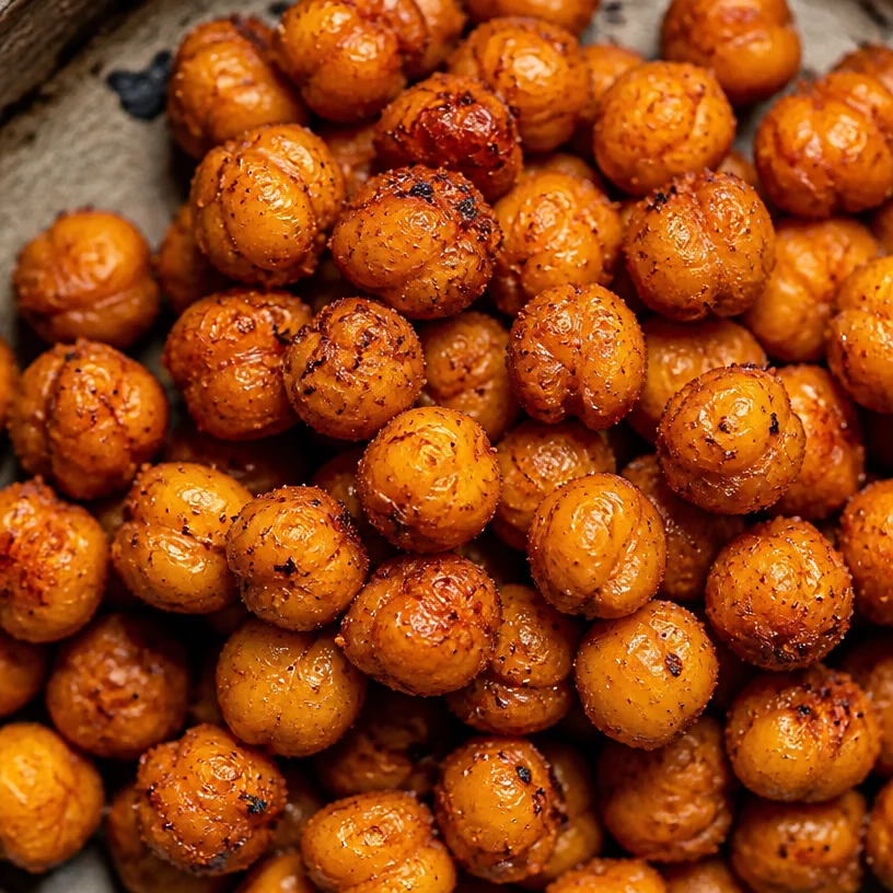 Bowl of spicy Buffalo chickpeas with garnishments