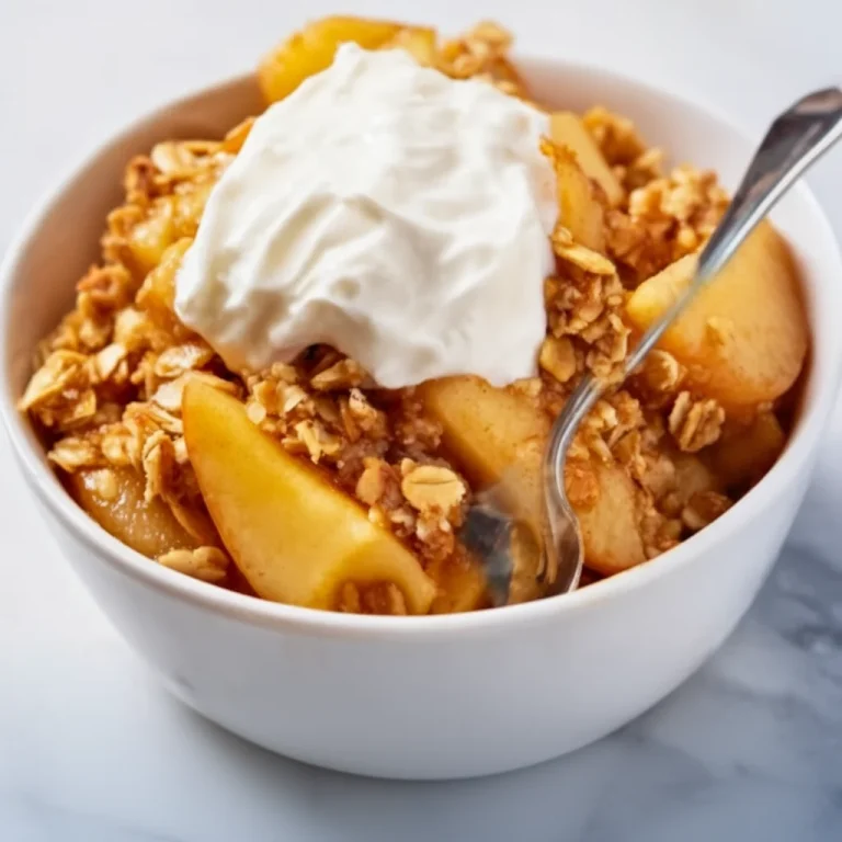 Freshly baked Apple Oat Crumble topped with oats and served in a dish