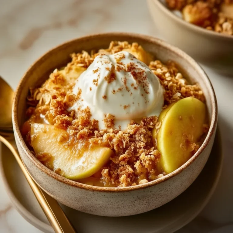 Delicious apple oat crumble with a crispy oat topping and baked apples