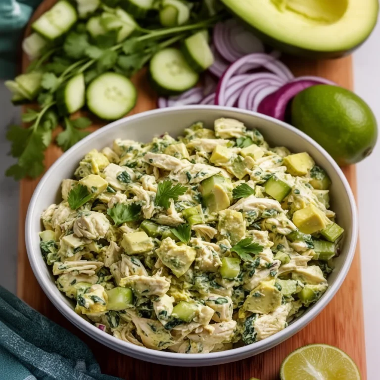 Delicious Avocado Chicken Salad with fresh ingredients in a bowl