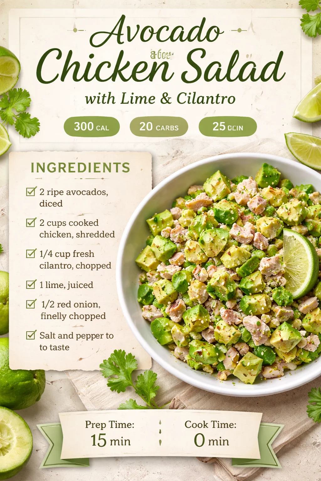 Avocado Chicken Salad with Lime & Cilantro