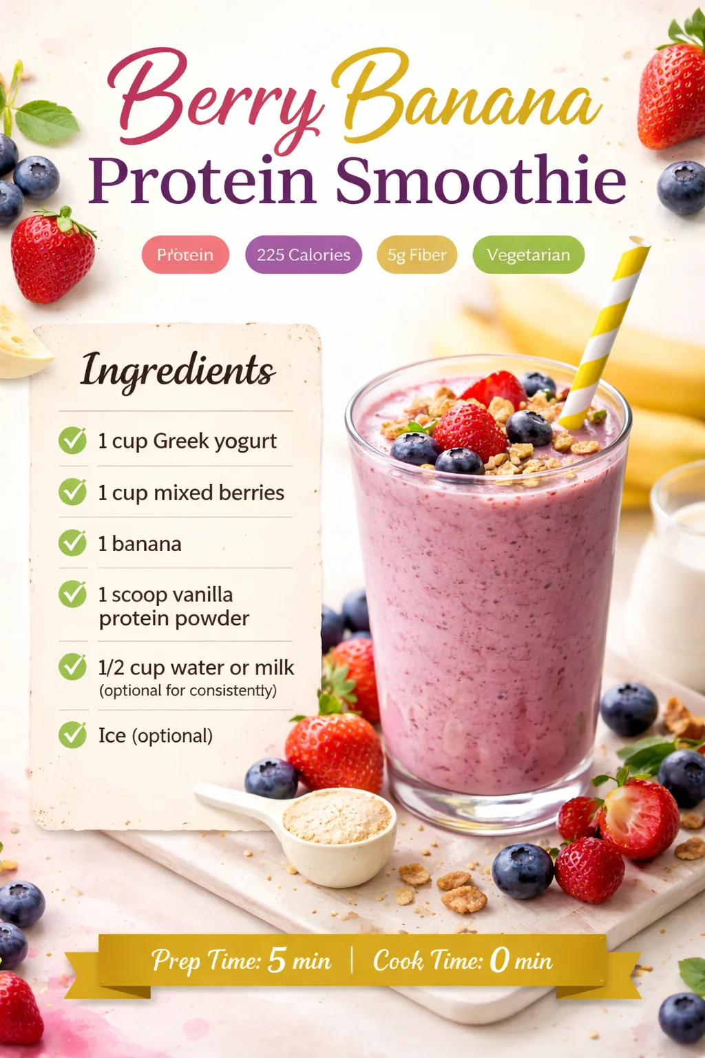 Berry Banana Protein Smoothie