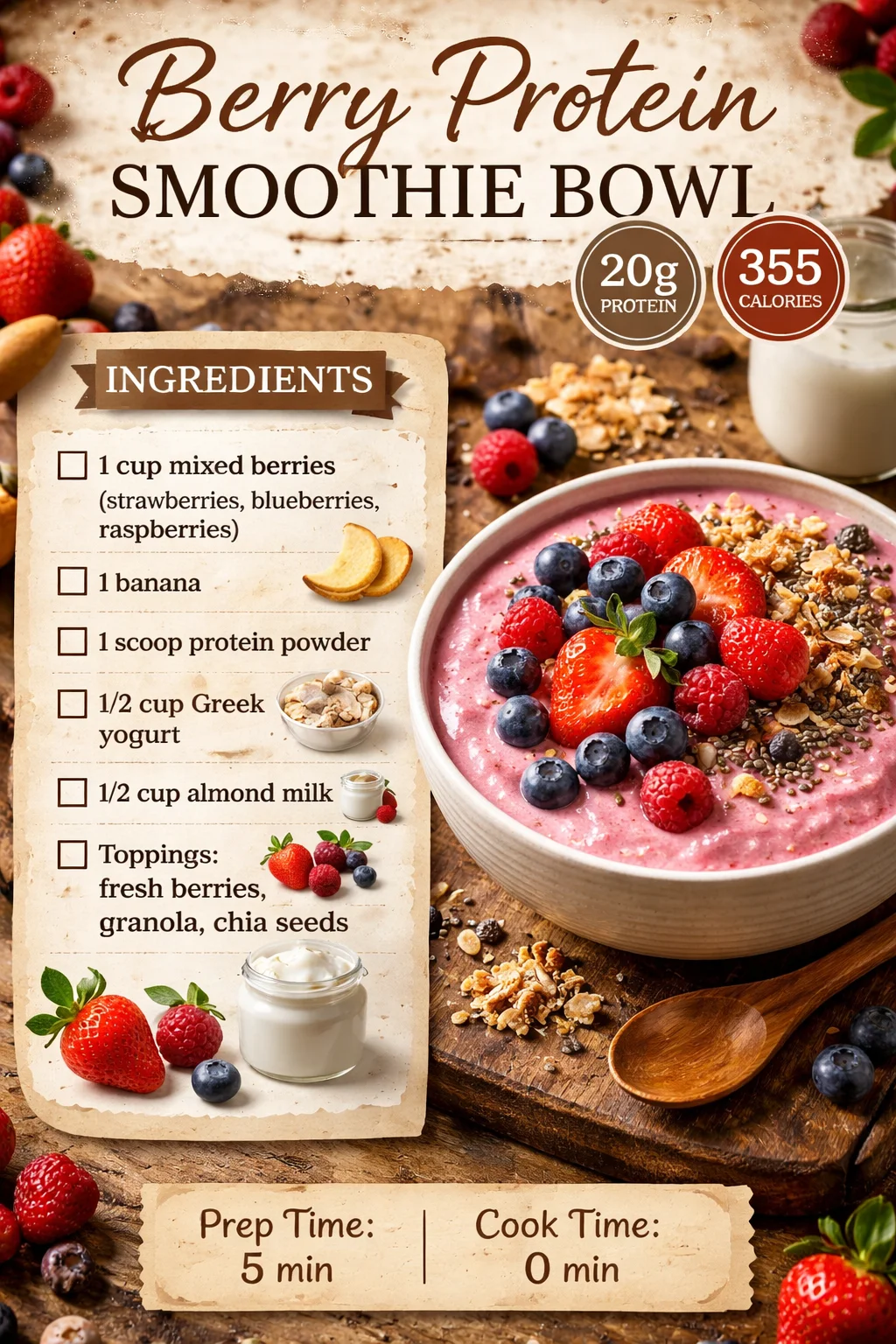 Berry Protein Smoothie Bowl