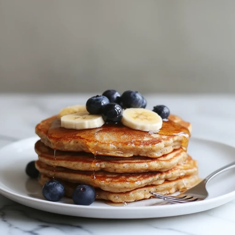 Fluffy cottage cheese pancakes served with fresh fruit and syrup