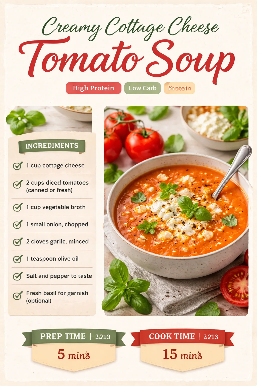 Creamy Cottage Cheese Tomato Soup