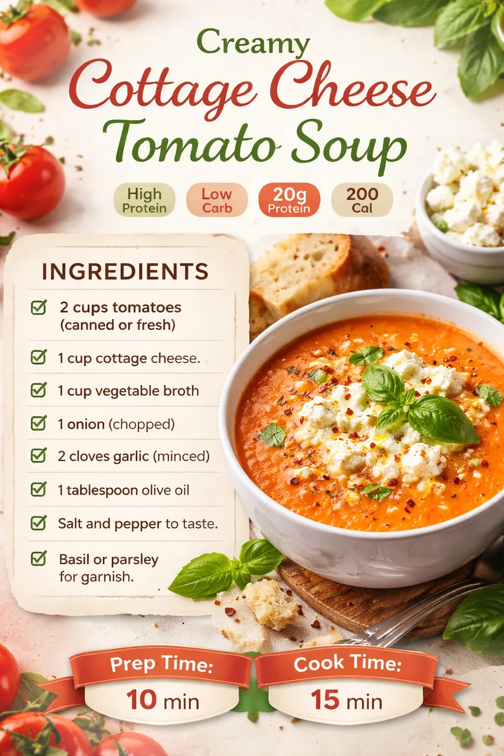 Creamy Cottage Cheese Tomato Soup