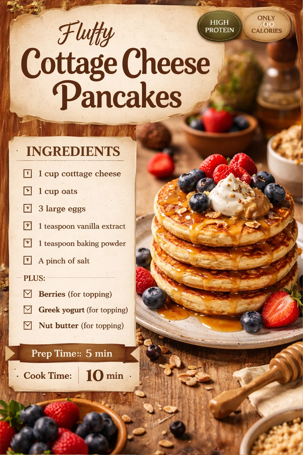 Fluffy Cottage Cheese Pancakes