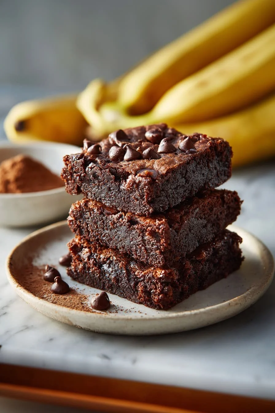Delicious healthy banana brownies on a plate