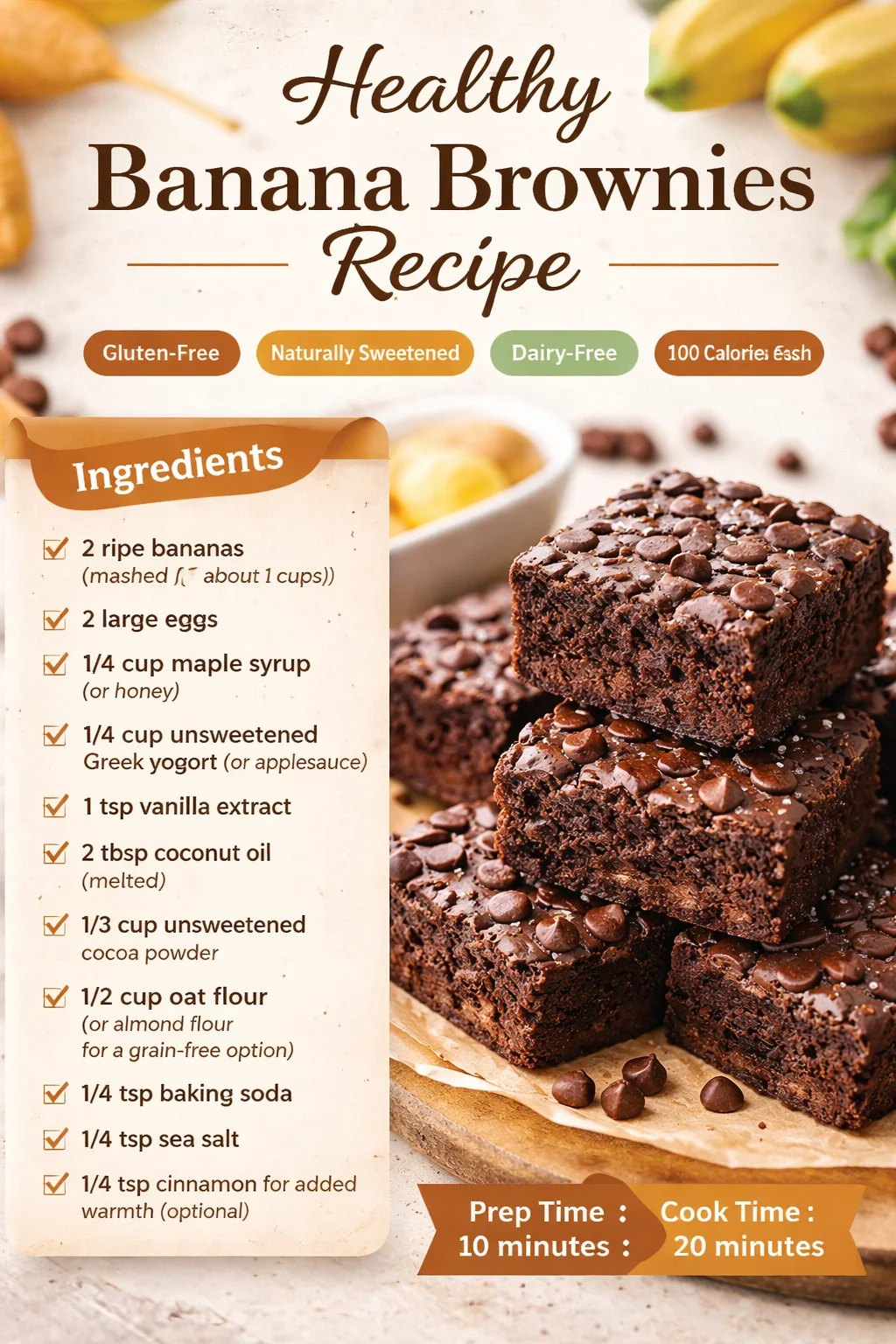 Healthy Banana Brownies Recipe