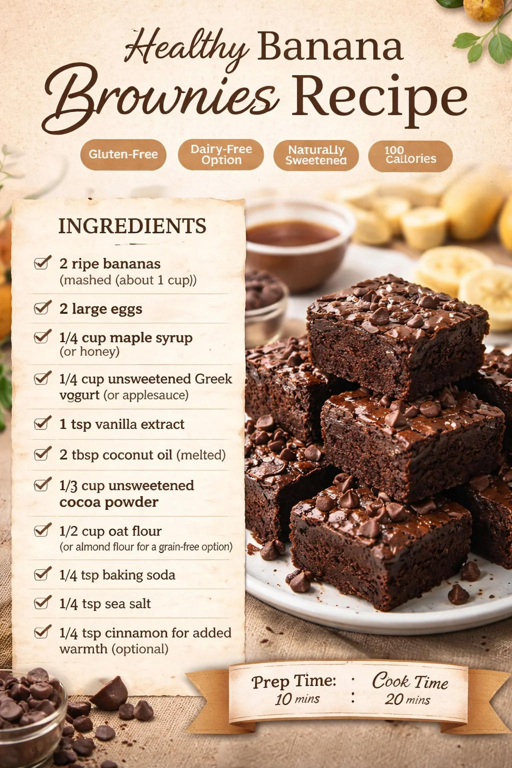 Healthy Banana Brownies Recipe