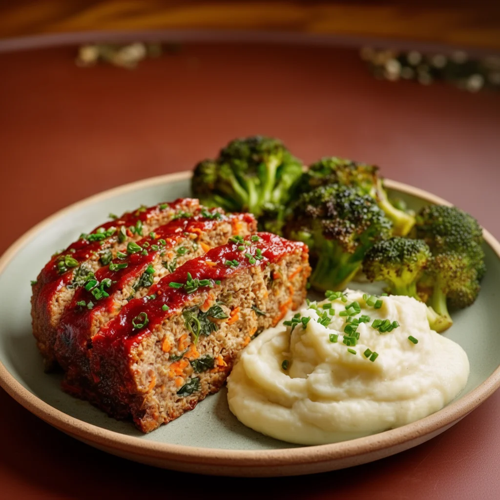 Healthy meatloaf served with creamy mashed potatoes on a plate