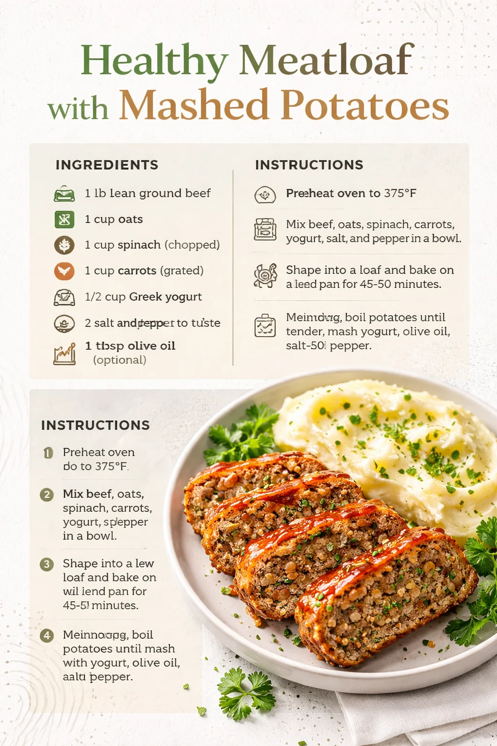Healthy Meatloaf with Mashed Potatoes
