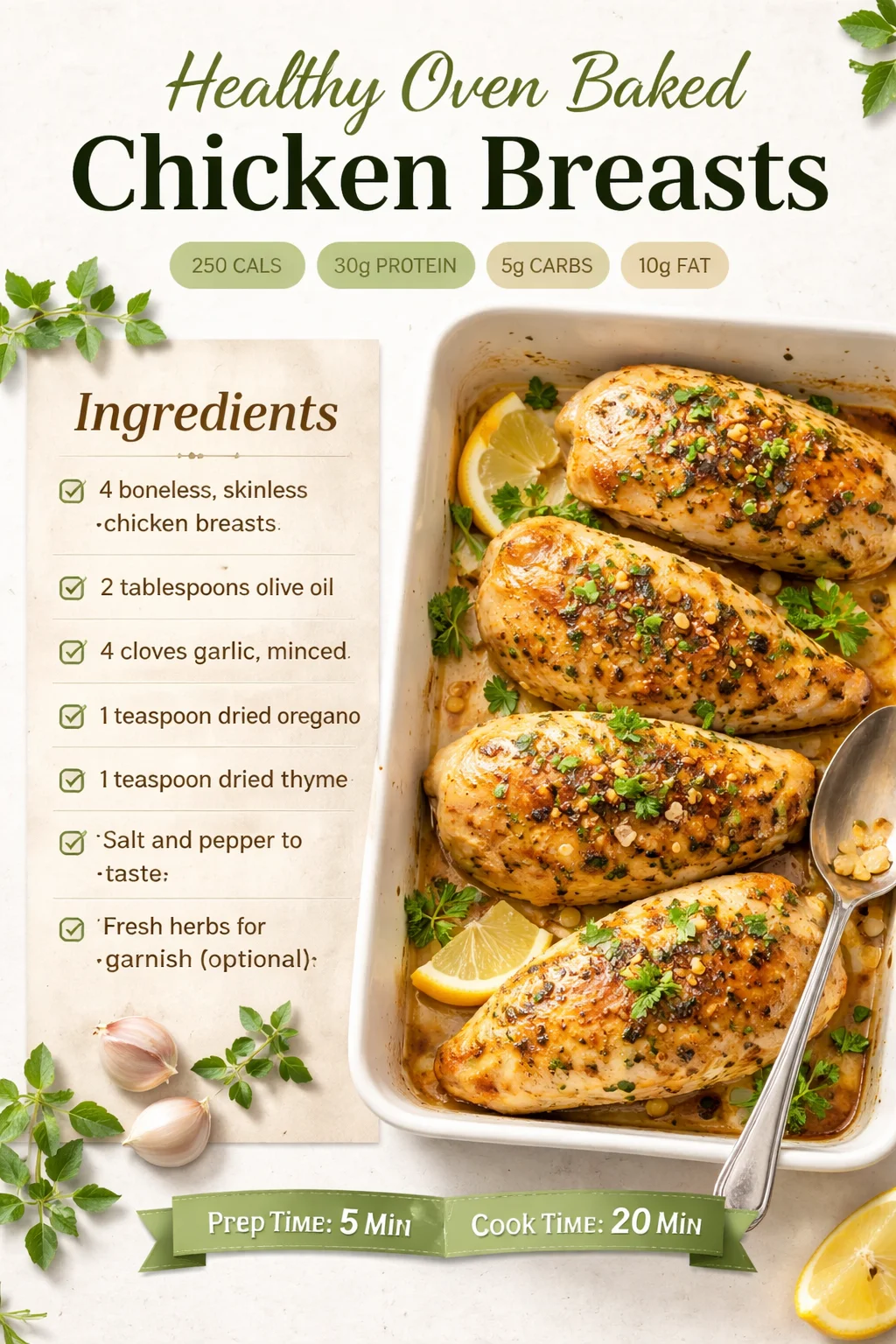 Healthy Oven Baked Chicken Breasts