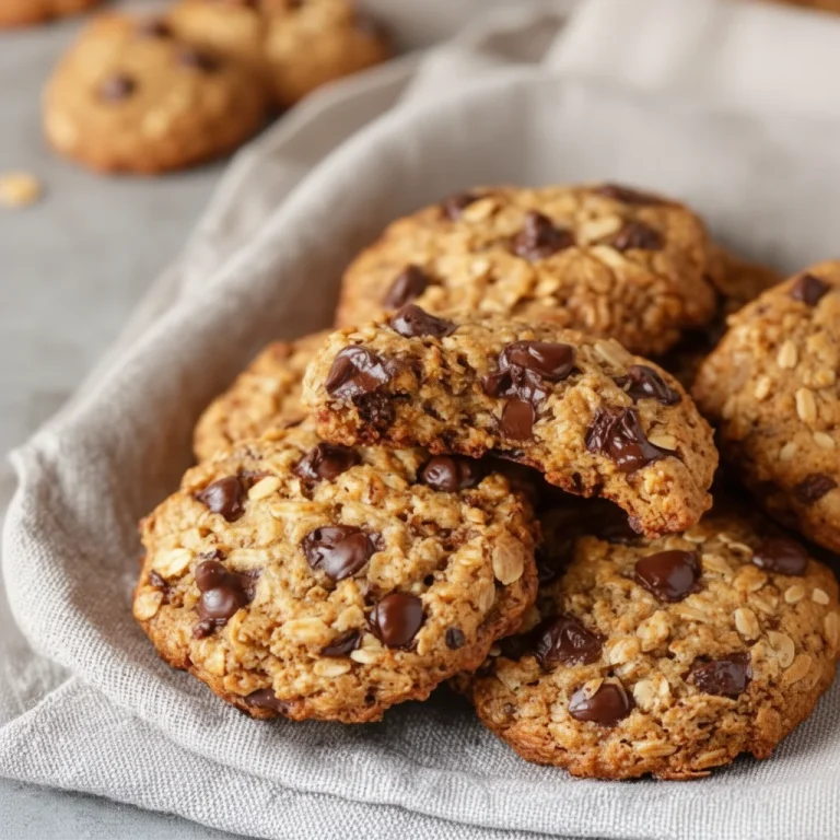Delicious healthy peanut butter oatmeal cookies on a plate.