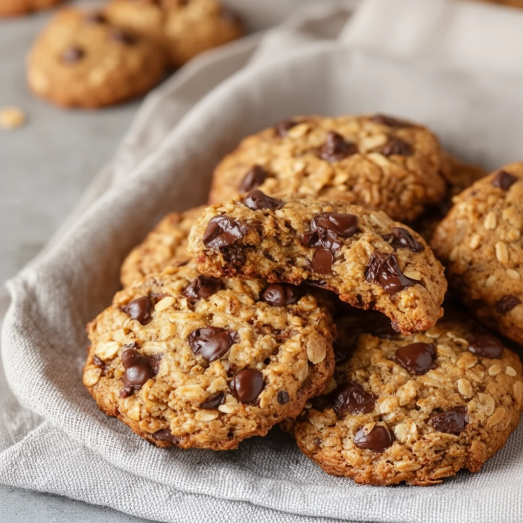 Delicious healthy peanut butter oatmeal cookies on a plate.