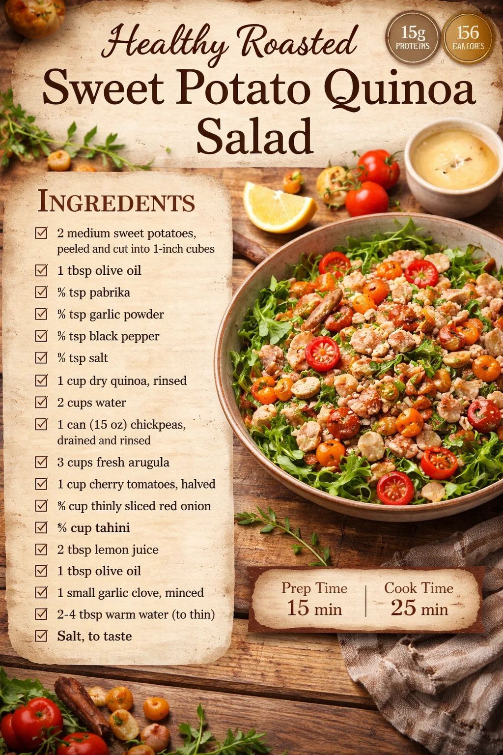 Healthy Roasted Sweet Potato Quinoa Salad
