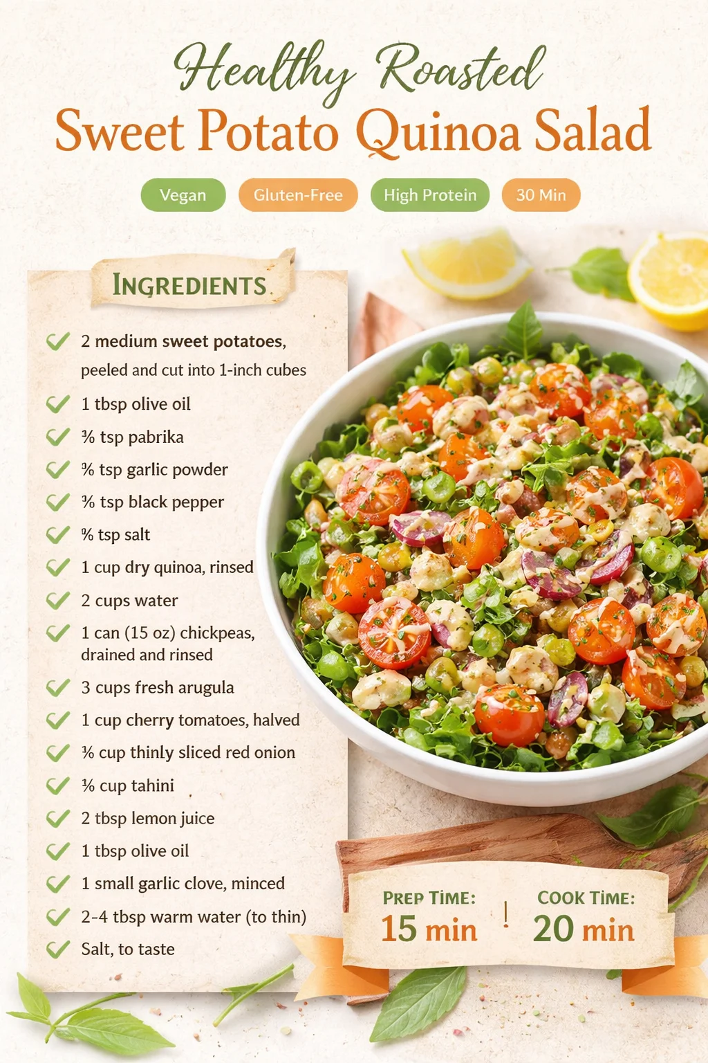 Healthy Roasted Sweet Potato Quinoa Salad