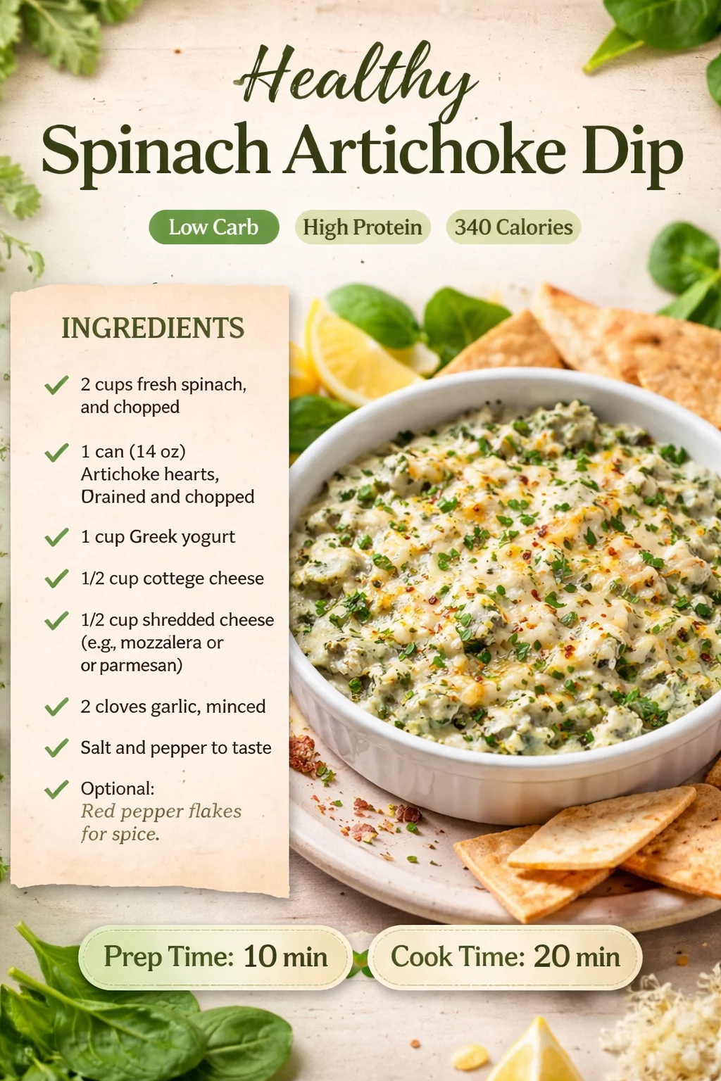 Healthy Spinach Artichoke Dip
