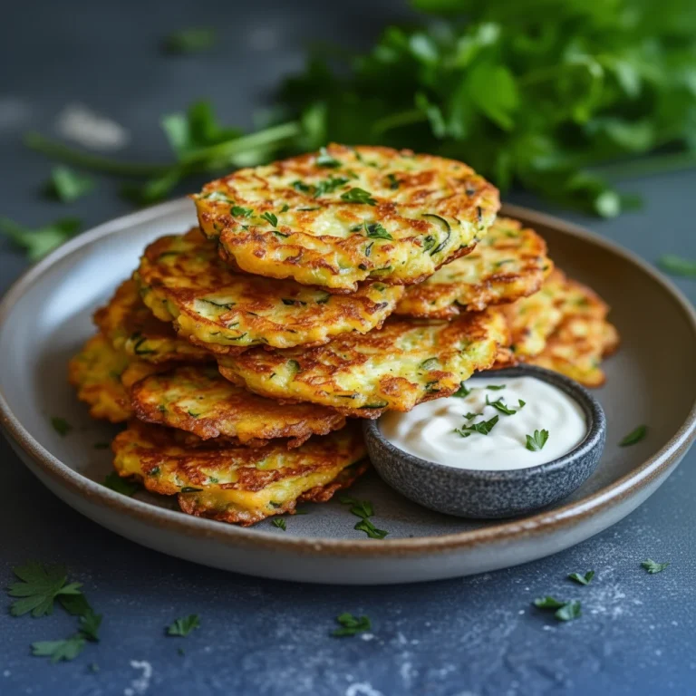 Crispy healthy zucchini fritters served as a tasty side dish.