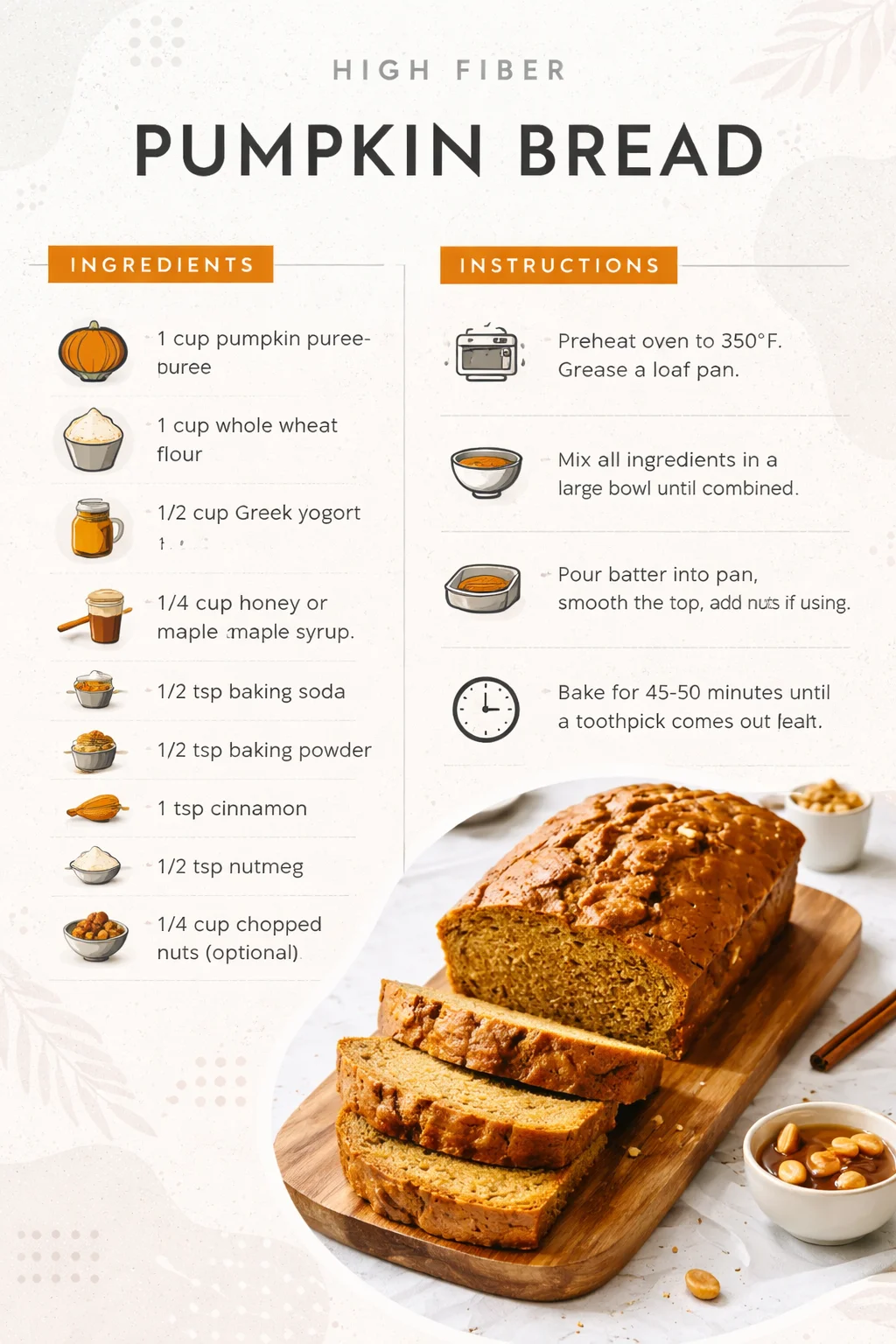 High Fiber Pumpkin Bread