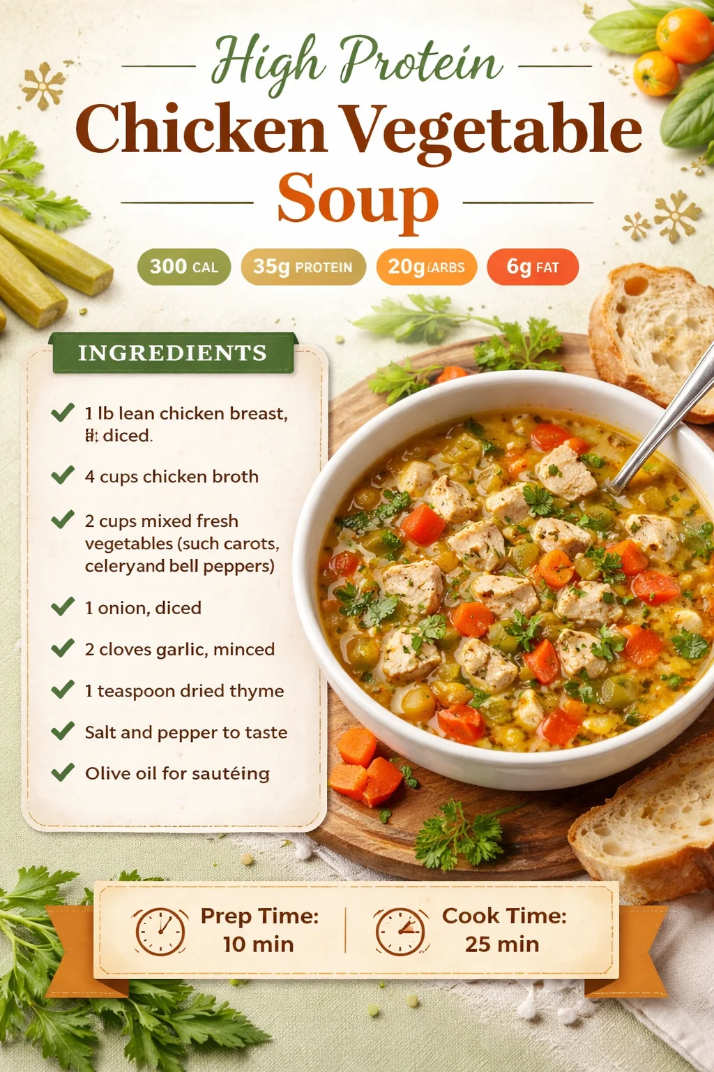 High Protein Chicken Vegetable Soup