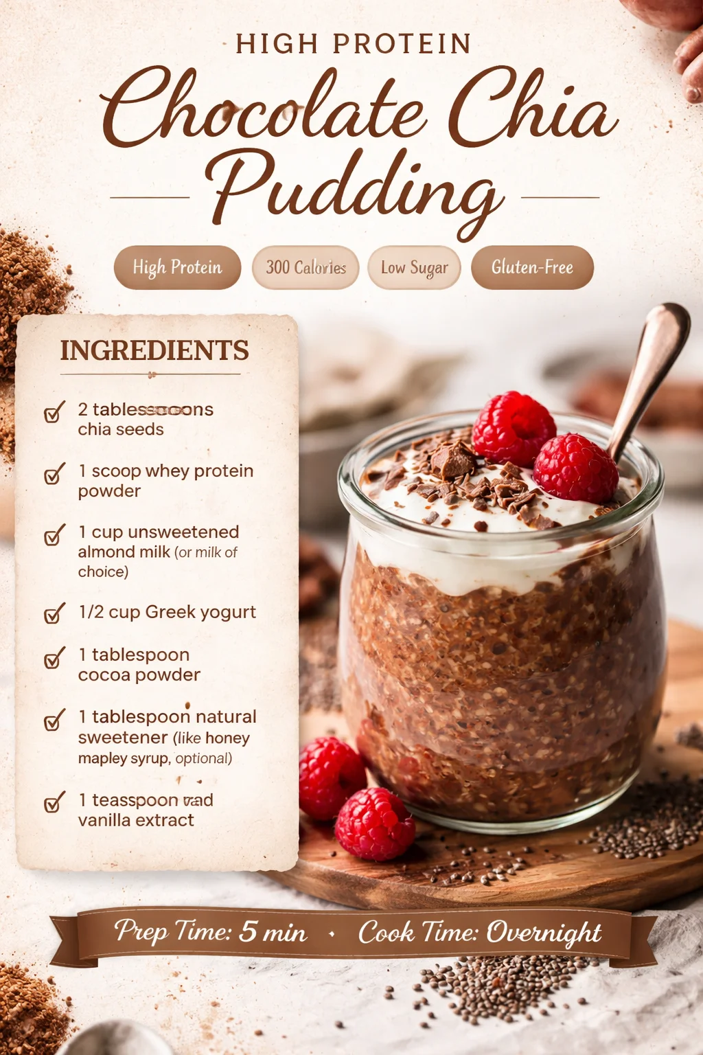High Protein Chocolate Chia Pudding