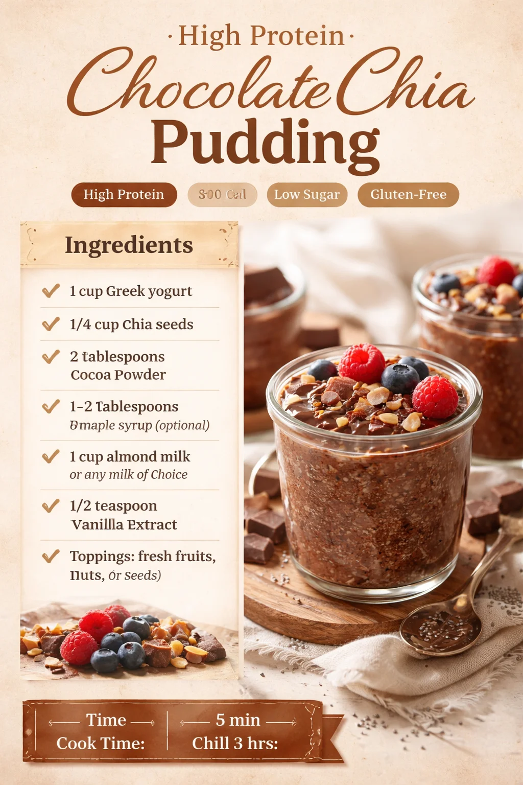 High Protein Chocolate Chia Pudding