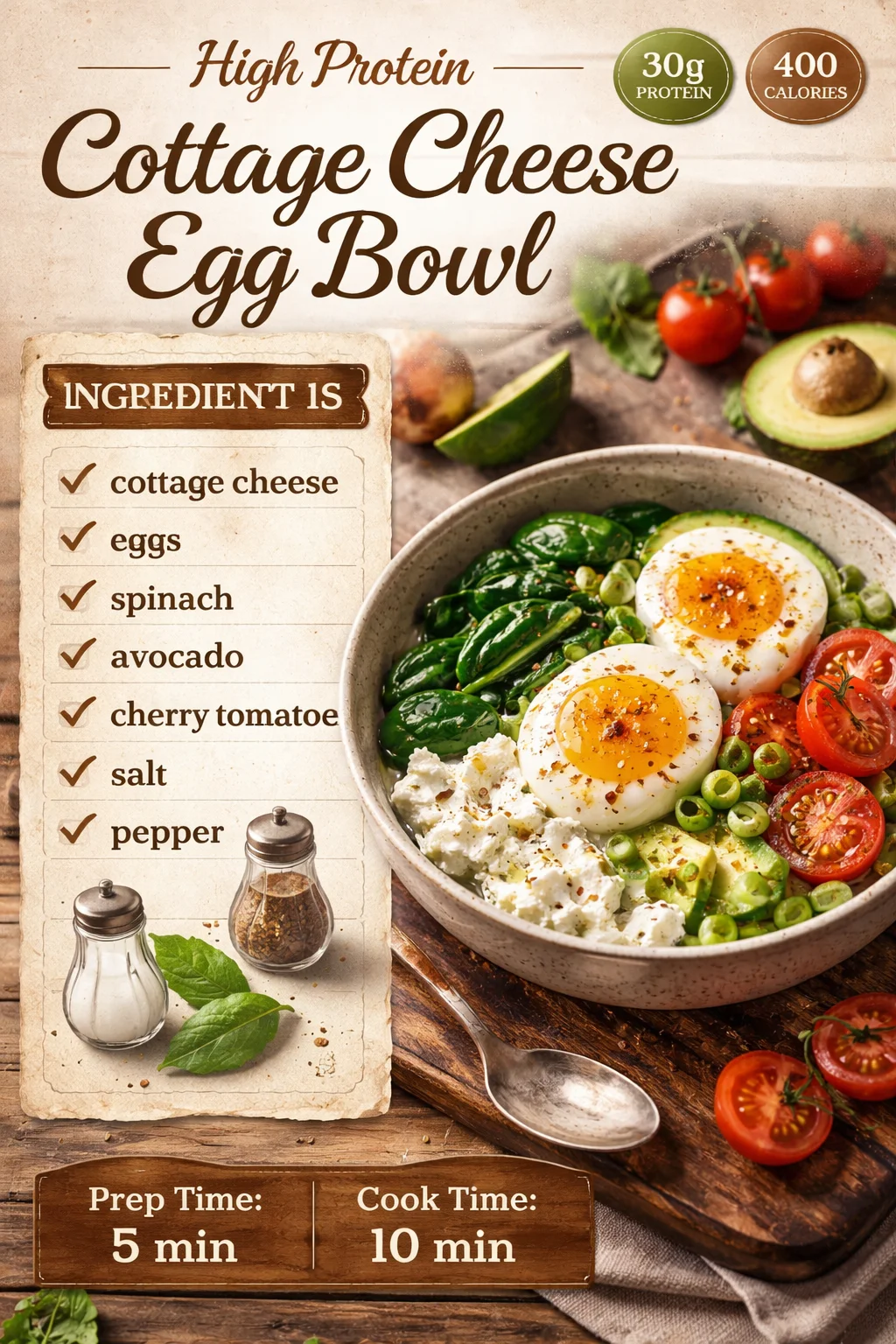 High Protein Cottage Cheese Egg Bowl
