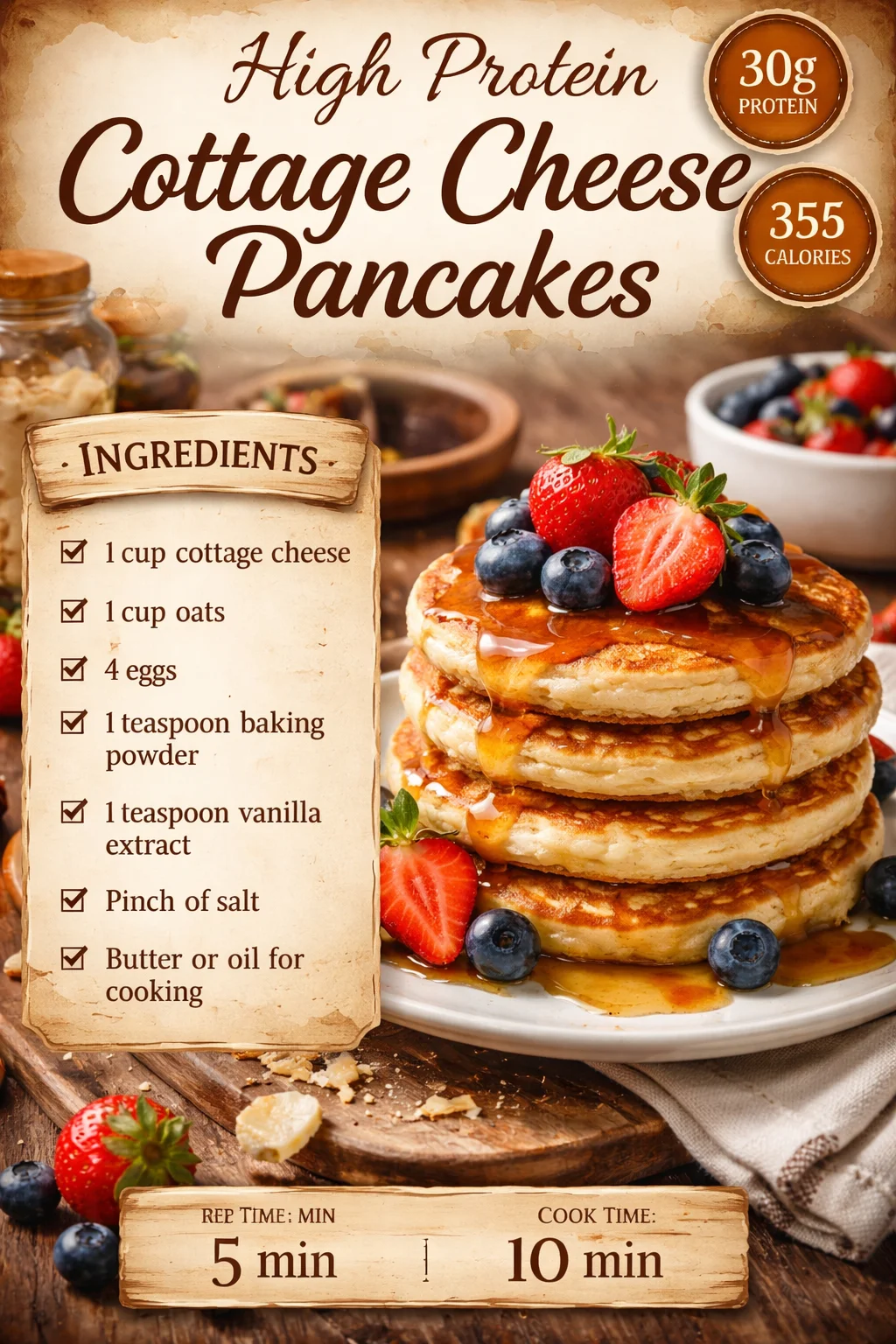 High Protein Cottage Cheese Pancakes