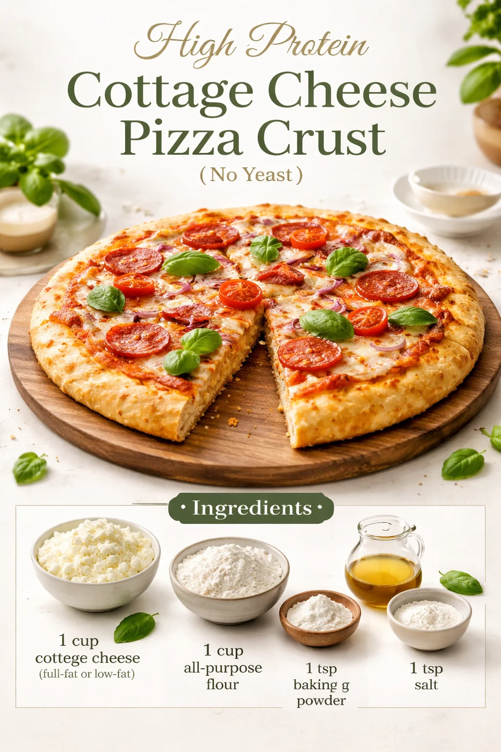 High Protein Cottage Cheese Pizza Crust (No Yeast)