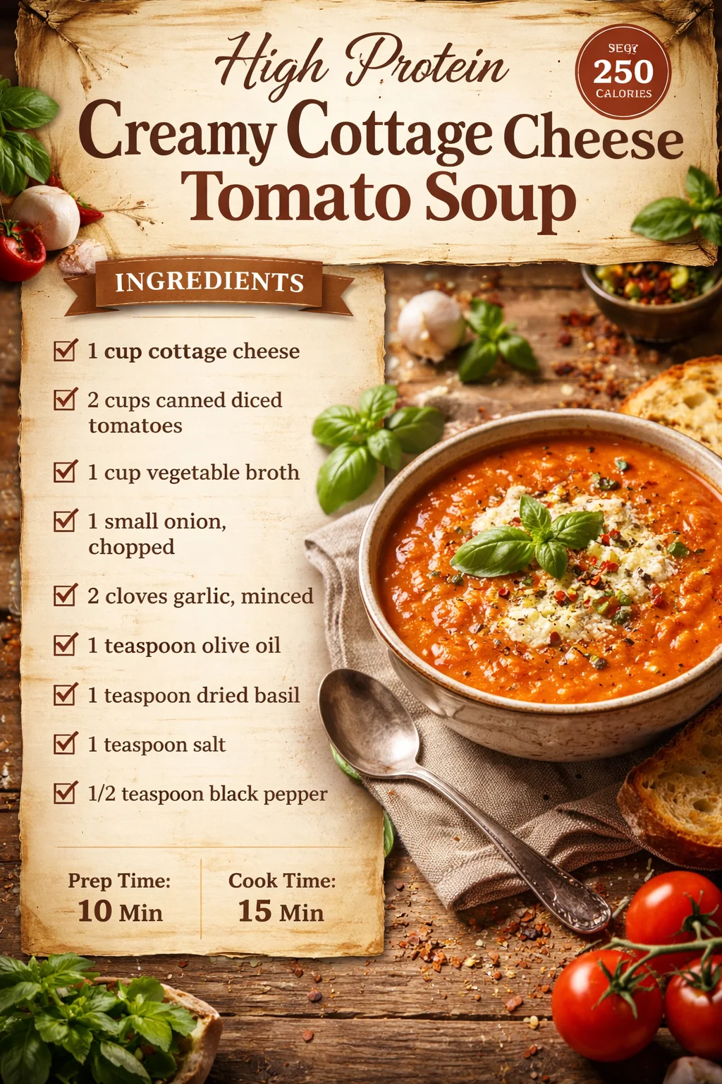 High Protein Creamy Cottage Cheese Tomato Soup