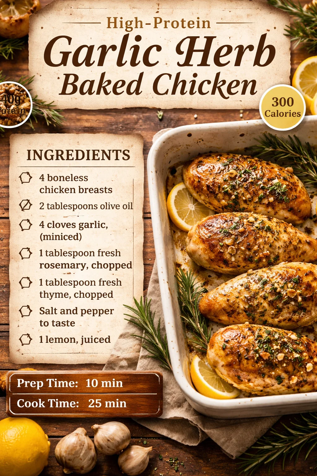 High-Protein Garlic Herb Baked Chicken