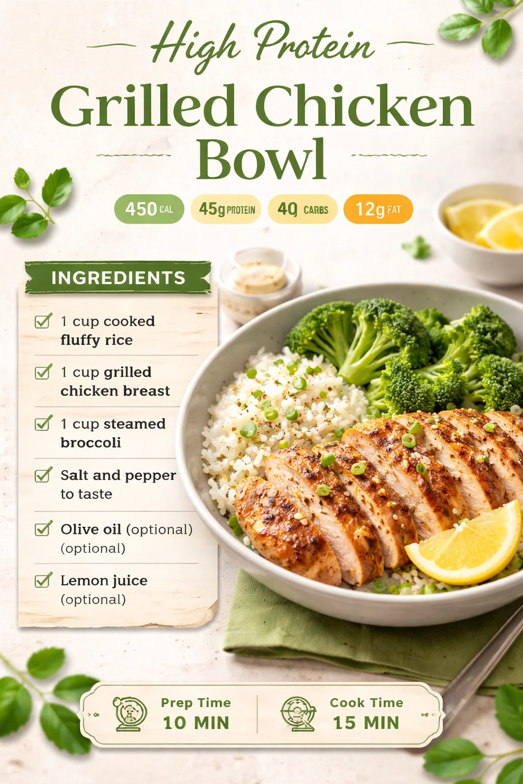 High Protein Grilled Chicken Bowl