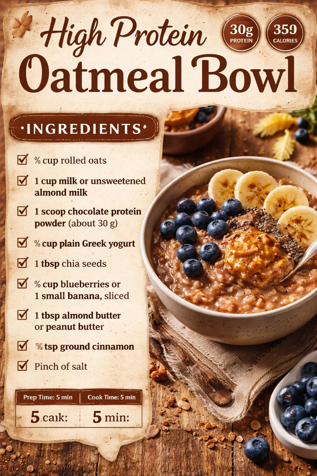 High Protein Oatmeal Bowl