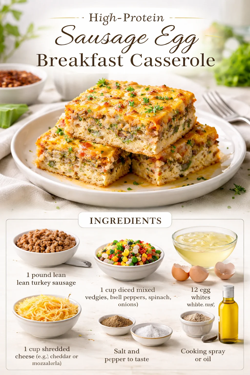 High-Protein Sausage Egg Breakfast Casserole