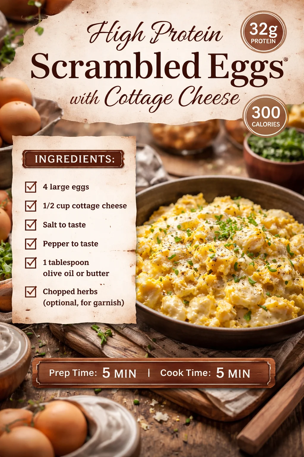 High Protein Scrambled Eggs with Cottage Cheese