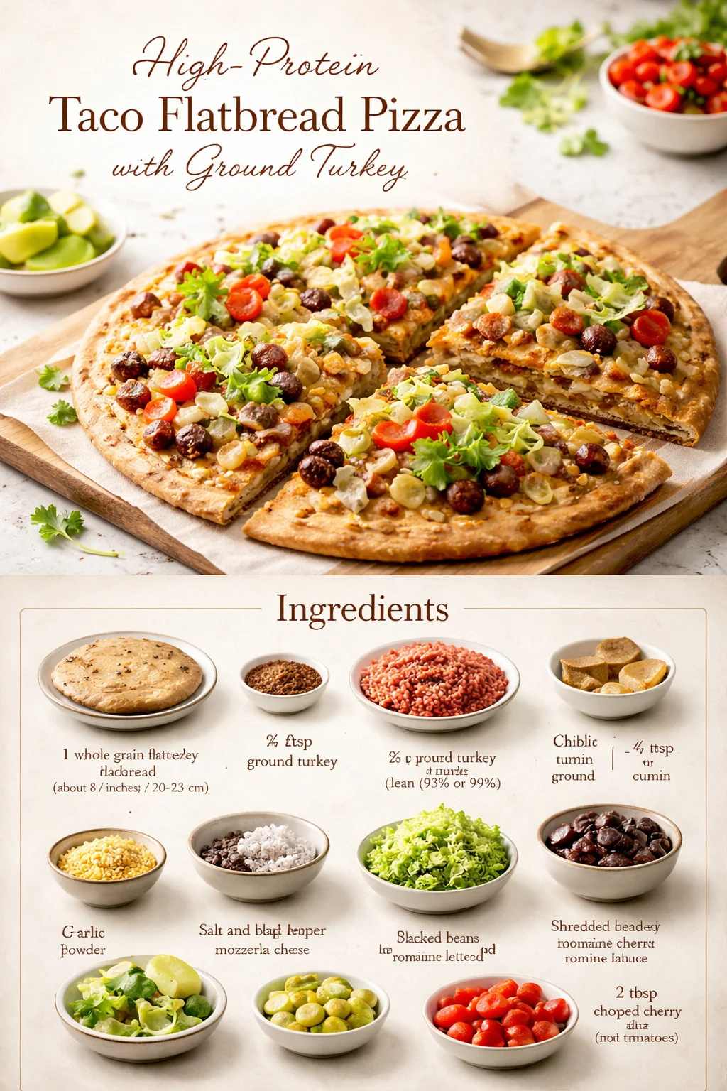 High-Protein Taco Flatbread Pizza with Ground Turkey
